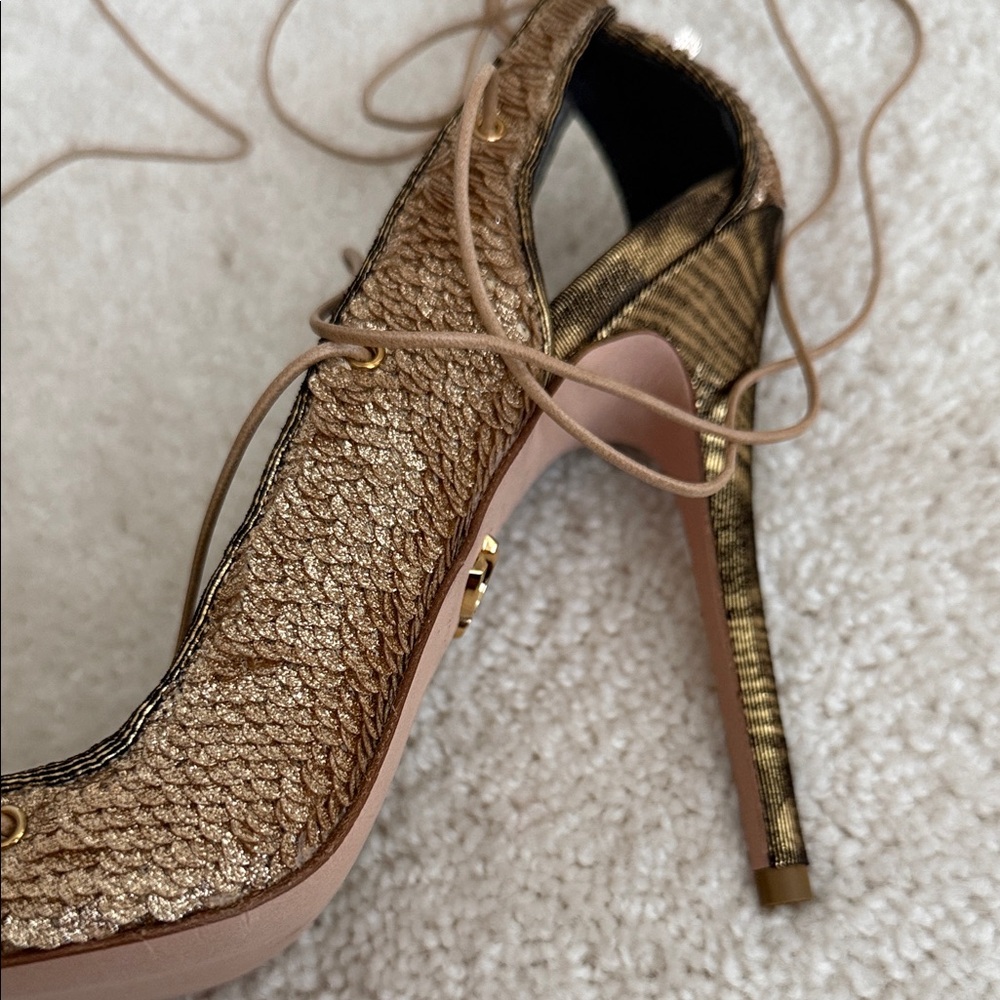 🔥🔥🔥Monika Chiang Bronze Lace-Up Heels - Picture 10 of 12